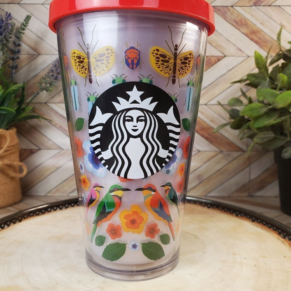 Starbucks Birds and Flowers Cold Cup 16 oz Grande 2017 Collectible
